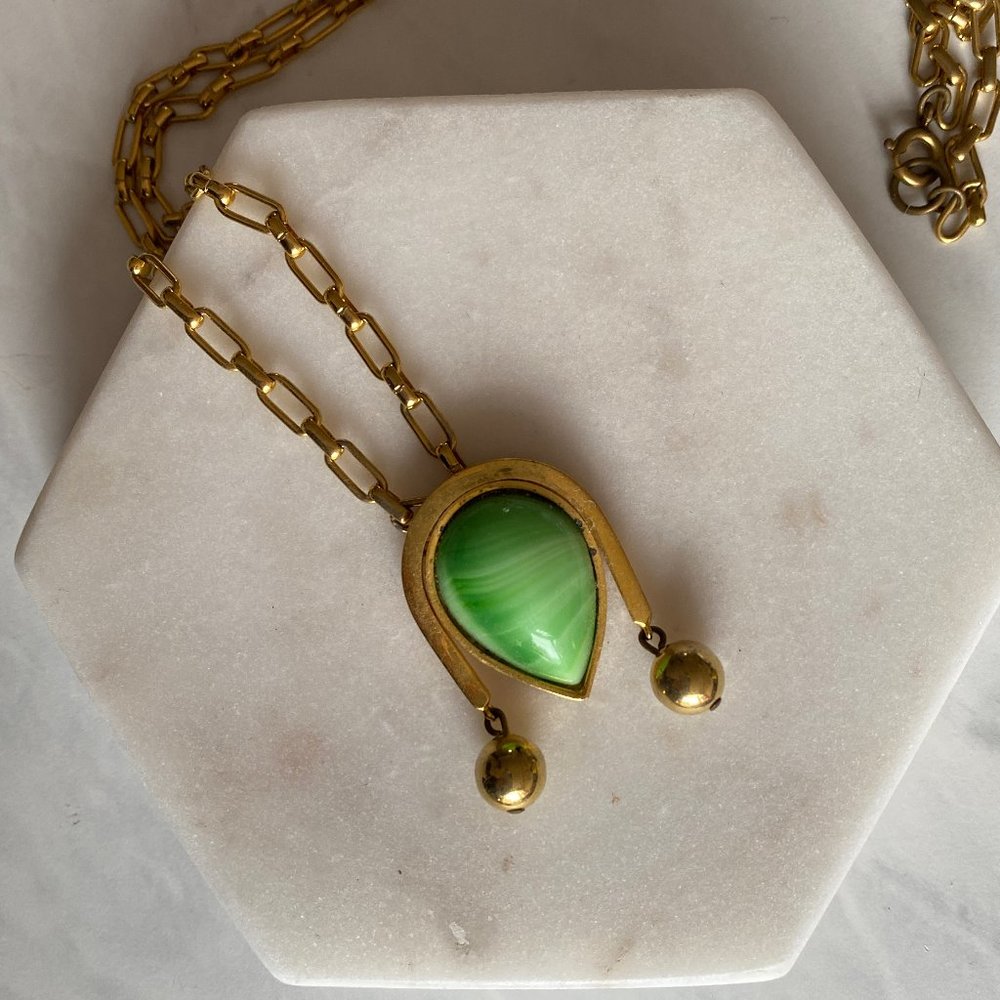Nina Ricci Long Gold Pendant Necklace